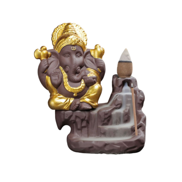 Ganesh Backflow Gold Incense Holder