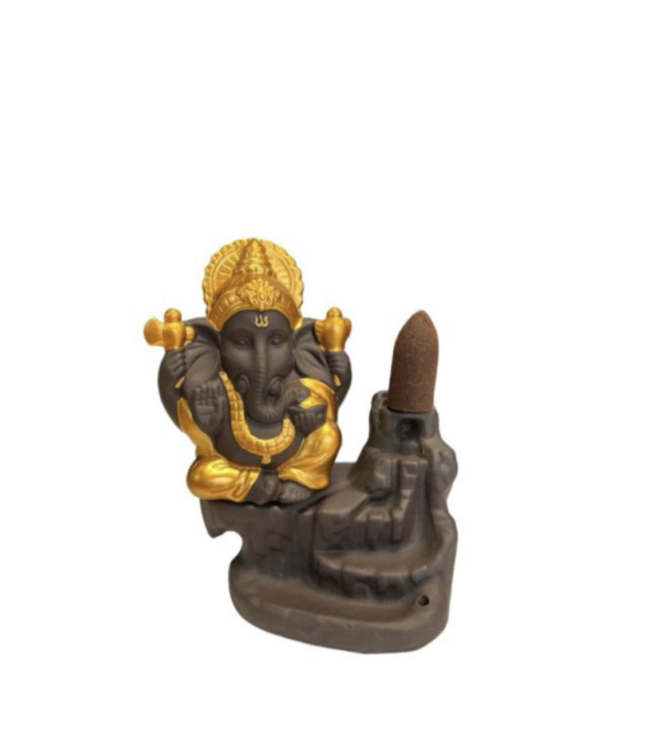 Ganesh Backflow Gold Incense Holder - Image 3