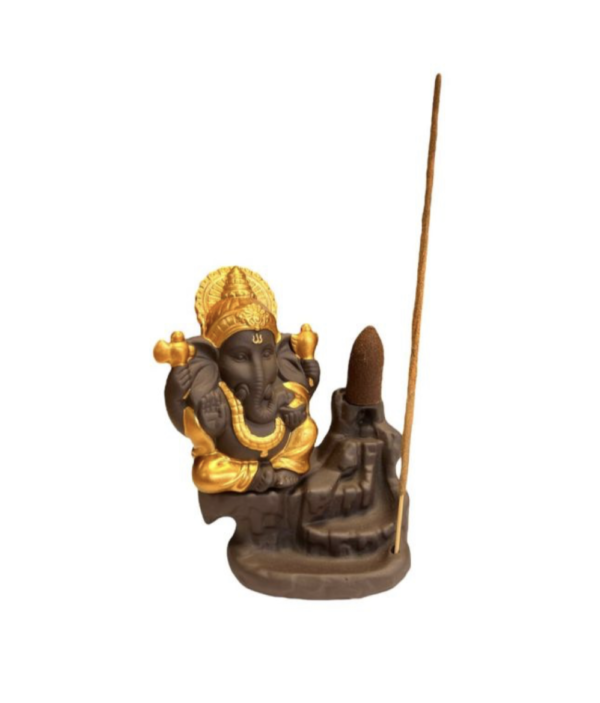 Ganesh Backflow Gold Incense Holder - Image 2