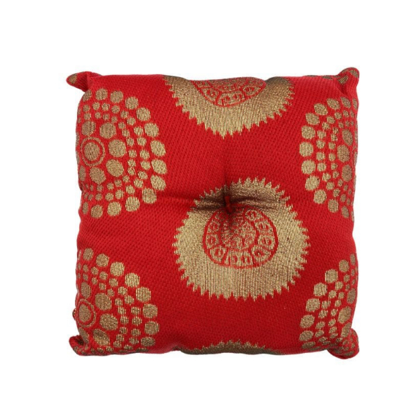 Red Square Tibetan Bell Cushion